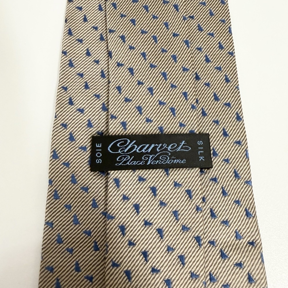 Charvet Place Vendome Men's Tie Bronze & Blue Geometric Silk 3.75" (W) x 57" (L)
